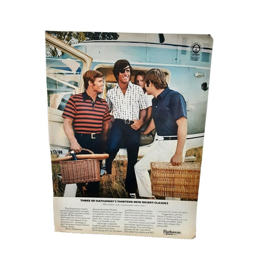 1971 Hathaway Mens Desert Classic Clothing Original Print Ad